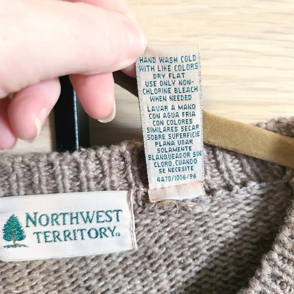 VTG Northwest Territory Sweater Mens XL Wool Ramie Blend Knit Henley Cottagecore